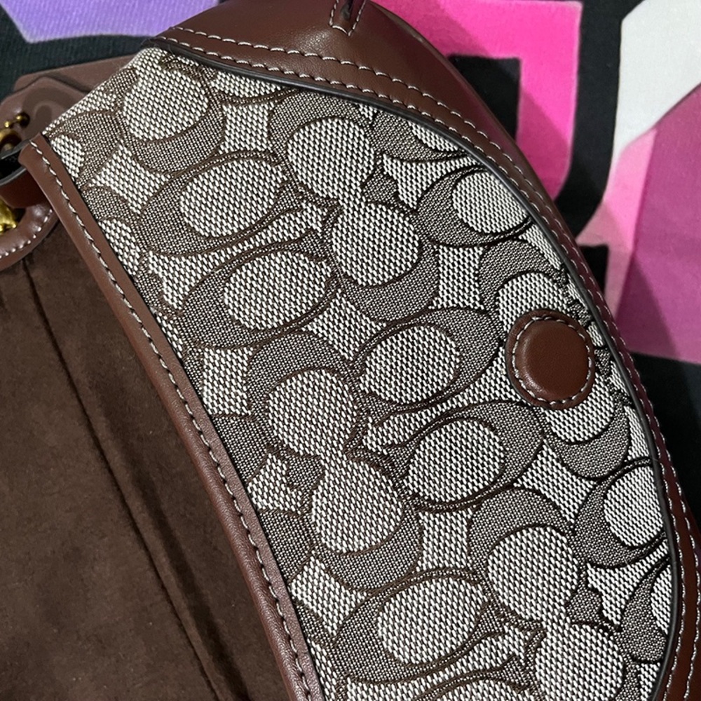 Coach Brown Signature Canvas Saddle Crossbody with Gold Hardware - Picture 6 of 11